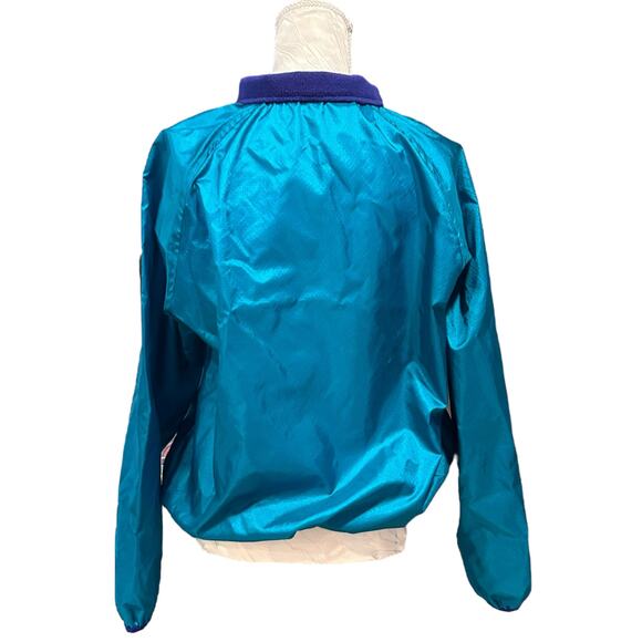 Vintage LL Bean Turquoise Windbreaker Womens Sz Medium Henley Nylon Unlined - Picture 2 of 16